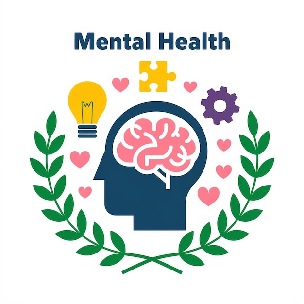 Ilustración vectorial estilizada centrada en el tema de la salud mental