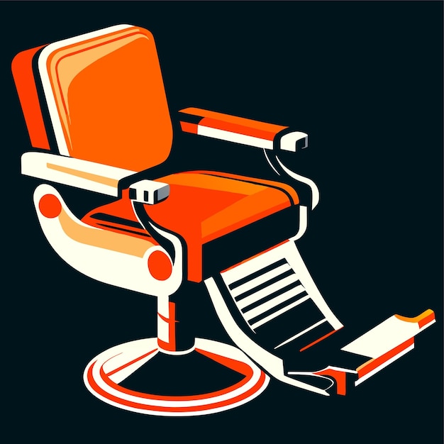 Ilustración vectorial estilizada de una silla de barbero en estilo retro