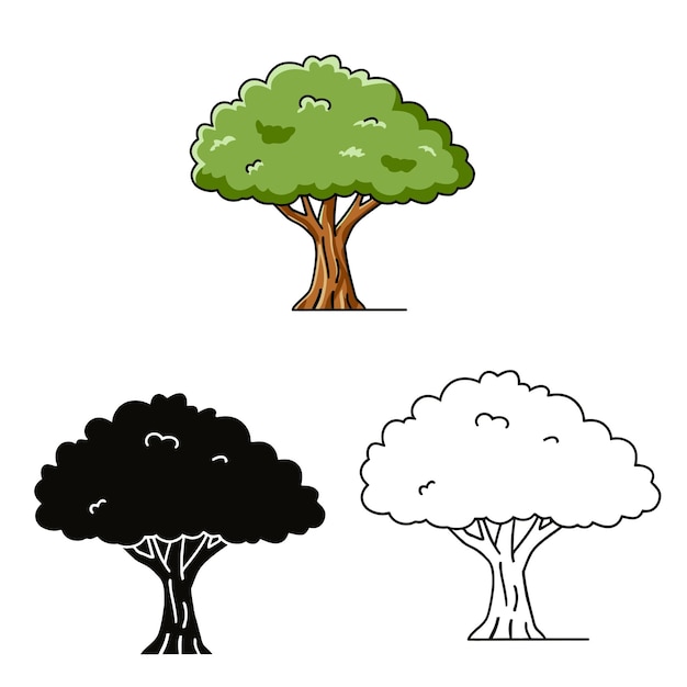 Vector ilustración vectorial de estilo de árbol de dibujos animados