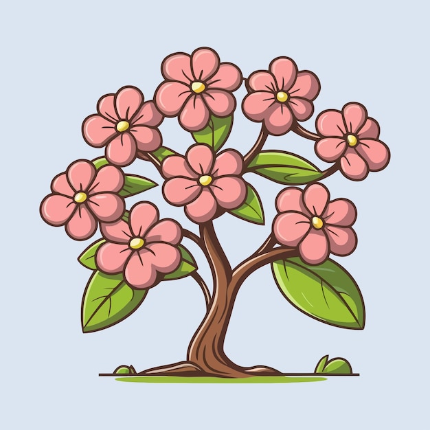 Ilustración vectorial de estilo de árbol de dibujos animados