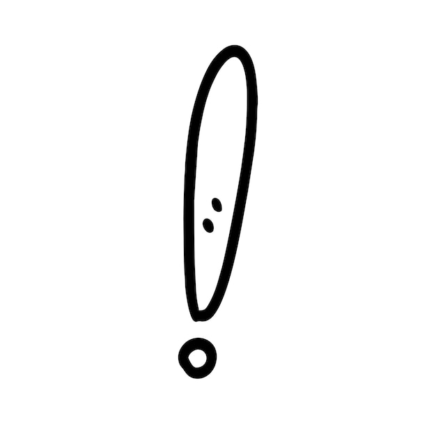 Ilustración vectorial de estilo de arte doodle de signo de exclamación dibujado a mano