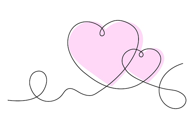 Ilustración vectorial de estilo de arte de línea de corazón Diseño de elementos de estilo de línea de Valentine
