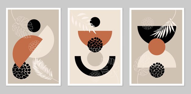 Vector ilustración vectorial estilo boho un conjunto de carteles abstractos