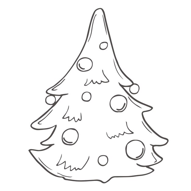 Ilustración vectorial de estilo dibujado a mano de los juguetes del árbol de Navidad