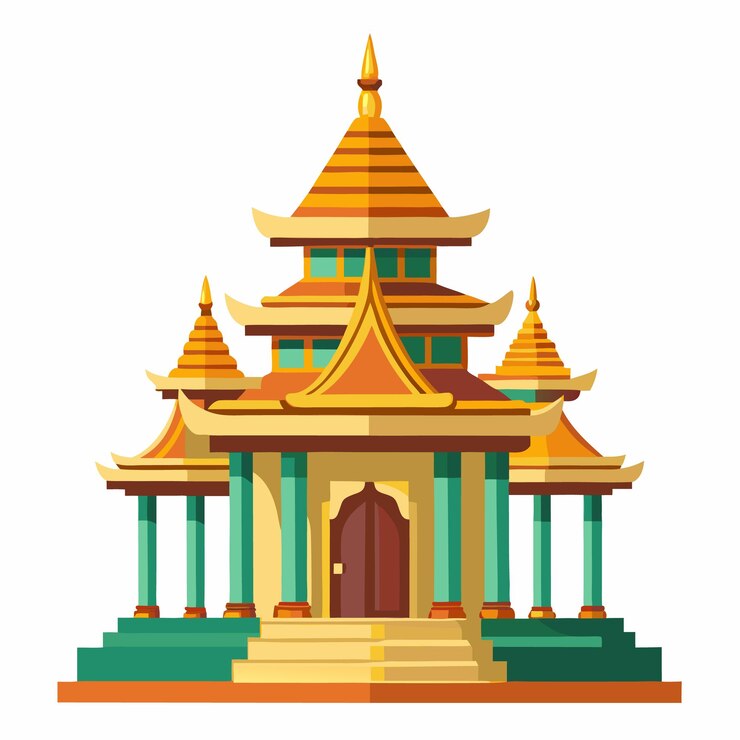 Vector ilustración vectorial de estilo dibujos animados de la casa tradicional del templo