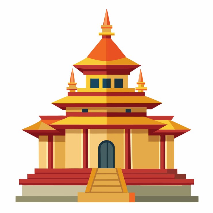 Vector ilustración vectorial de estilo dibujos animados de la casa tradicional del templo