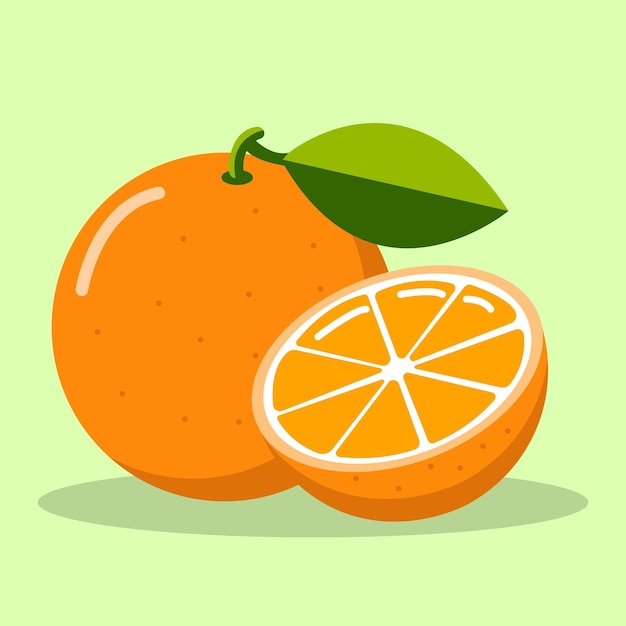 Ilustración vectorial de estilo de dibujos animados entero y medio naranja