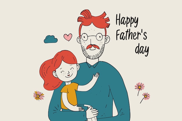 Ilustración vectorial de estilo doodle del día del padre 39 El padre que sostiene a su hijo garabatea el vector