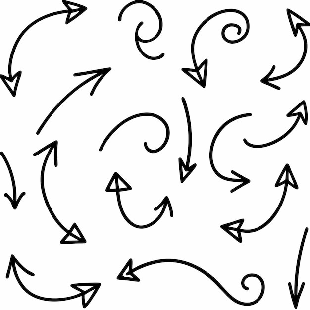 Ilustración vectorial de estilo doodle con flecha dibujada a mano