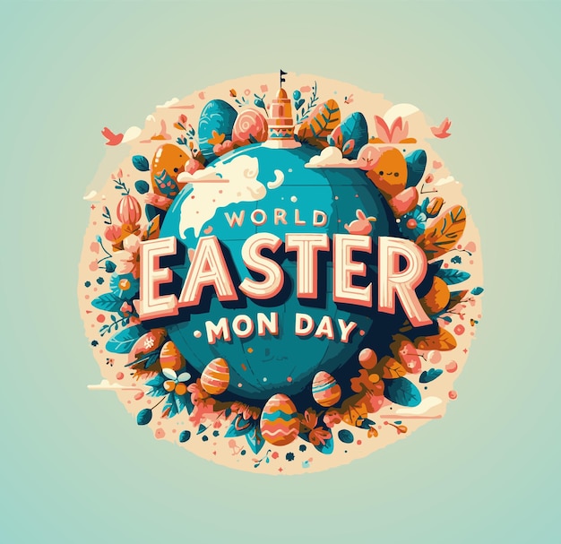 Ilustración vectorial del estilo de fuente del lunes de pascua mundial