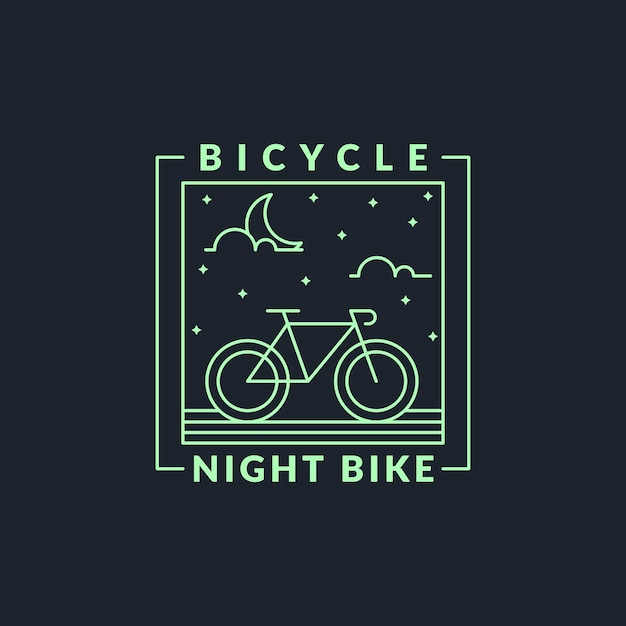 ilustración vectorial de estilo monoline o arte lineal en bicicleta nocturna