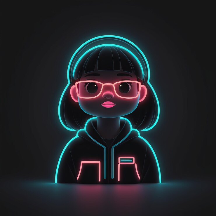 Vector ilustración vectorial de estilo neón chica en un estilo neón rosado ilustración vectoria de estilo neon gi