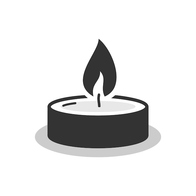 Ilustración vectorial de estilo plano aislado del icono de la llama de la vela