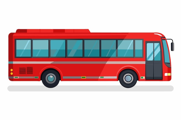Ilustración vectorial de estilo plano de autobús de la ciudad roja