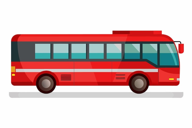 Ilustración vectorial de estilo plano de autobús de la ciudad roja