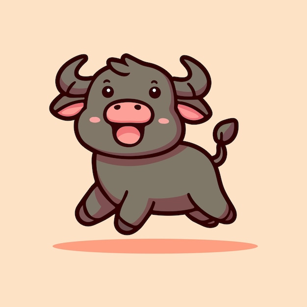 Ilustración vectorial de estilo plano de búfalo de dibujos animados
