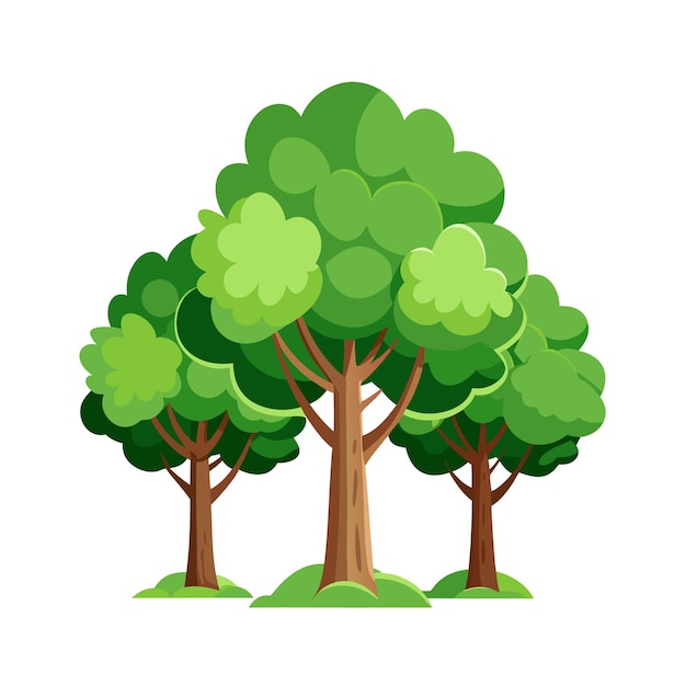 Ilustración vectorial de estilo plano de una colección de árboles