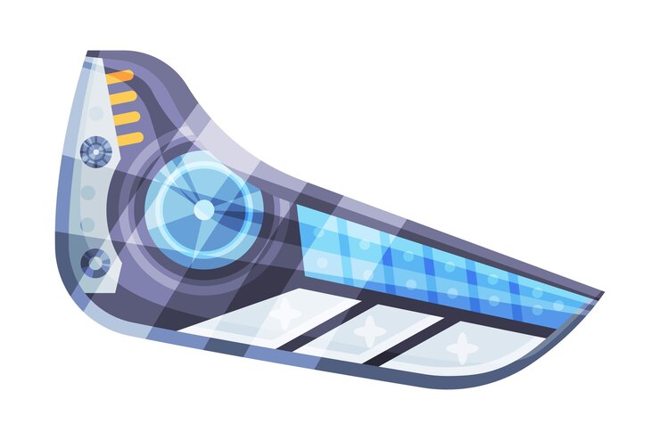 Vector ilustración vectorial de estilo plano de faros de automóviles modernos aislados sobre un fondo blanco