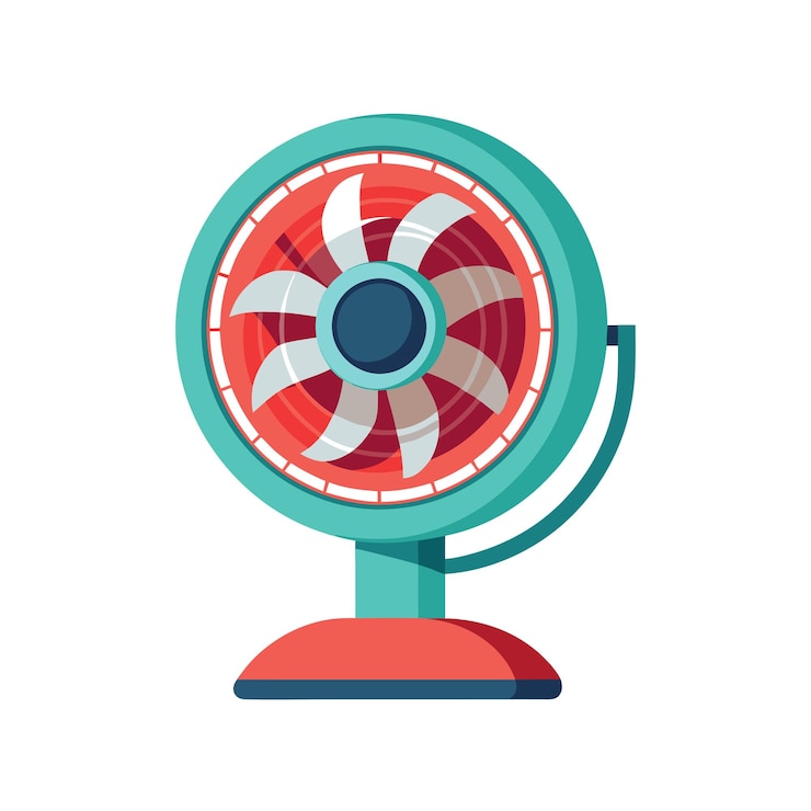 Vector ilustración vectorial de estilo plano realista del ventilador eléctrico