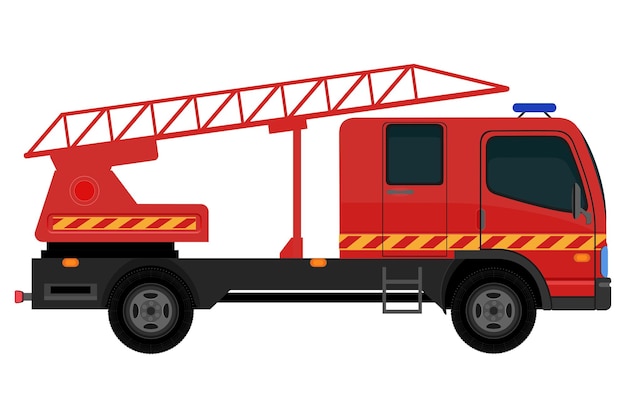 Ilustración vectorial de estilo plano de un vehículo de automóvil de motor de fuego