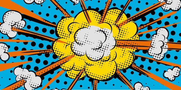 Ilustración vectorial de estilo pop art de explosión de dibujos animados
