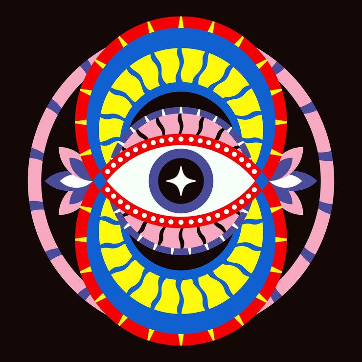 Vector ilustración vectorial de estilo psicodélico