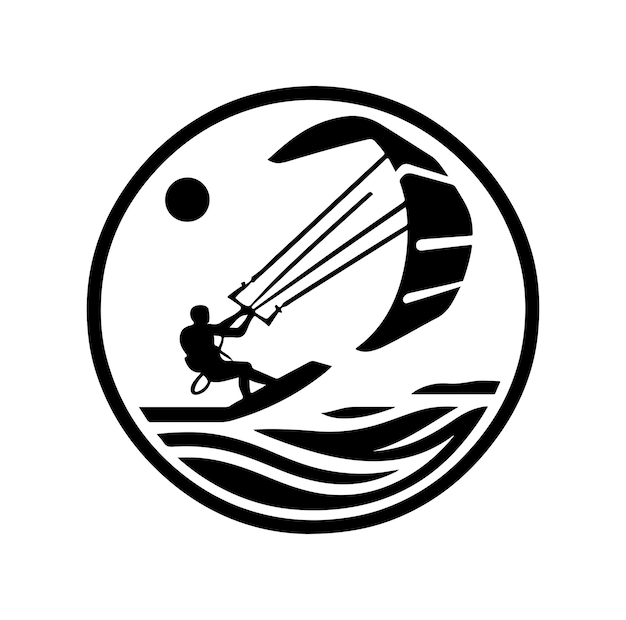 Vector ilustración vectorial de estilo de silueta para el kitesurf