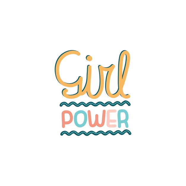 Ilustración vectorial en estilo simple con frase de letras a mano girl power.