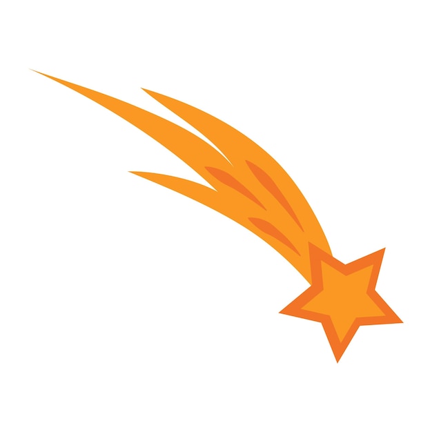 Ilustración vectorial de una estrella fugaz en un icono de estilo plano