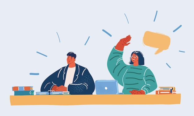 Ilustración vectorial de estudiantes adultos en el seminario