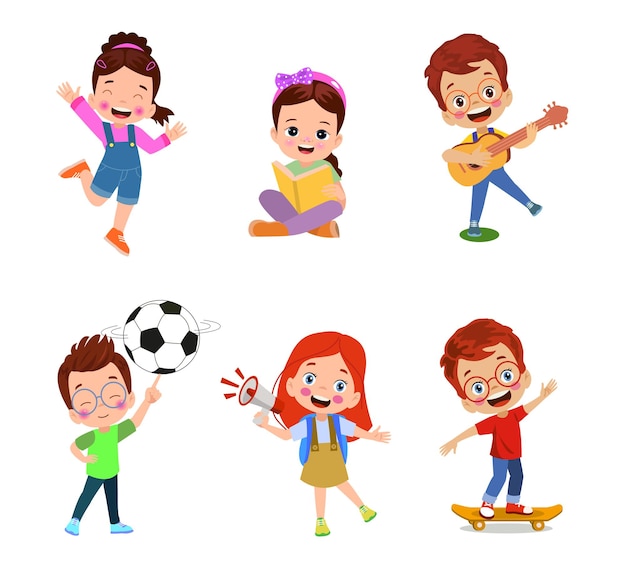 Ilustración vectorial de estudiantes en diferentes posturas