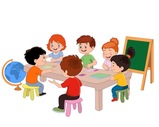 Ilustración vectorial de estudiantes en diferentes posturas