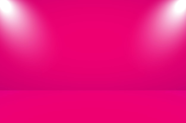 Ilustración vectorial de estudio vacío con iluminación y fondo rosa para exhibición de productos