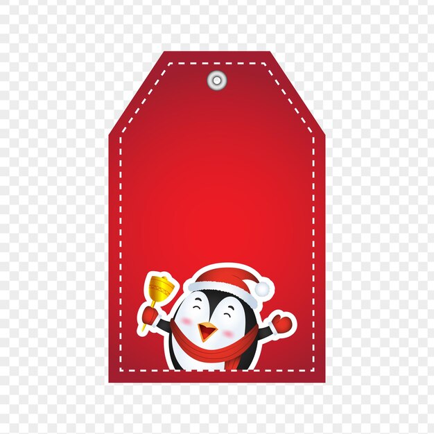 Ilustración vectorial de una etiqueta decorativa navideña con un personaje navideño en un fondo transparente