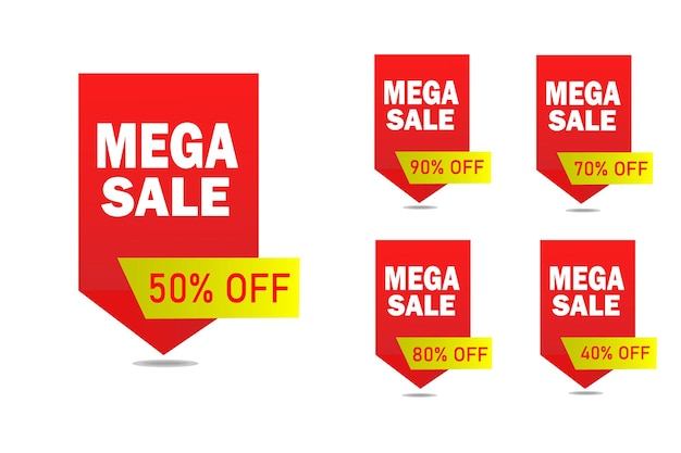 Ilustración vectorial de las etiquetas de descuento y oferta