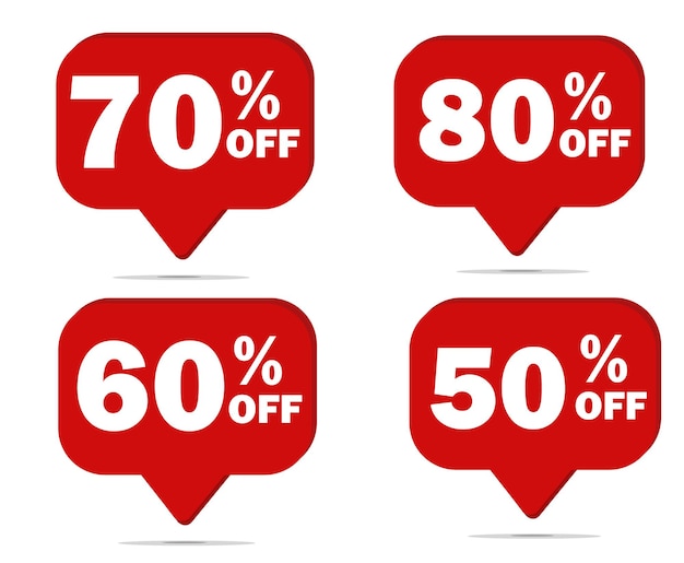 Ilustración vectorial de las etiquetas de descuentos y ofertas especiales realistas