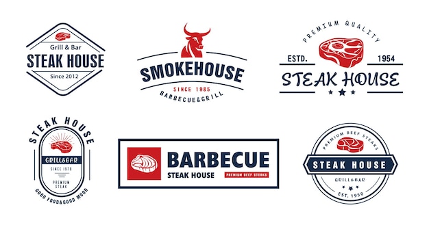 Ilustración vectorial de las etiquetas de tipografía de Steak House