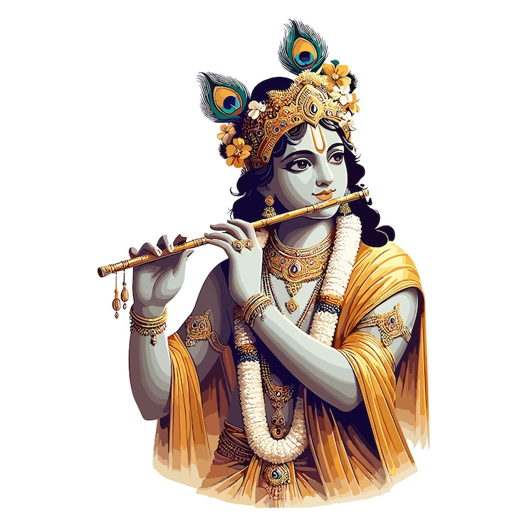 Vector ilustración vectorial evocadora trae a la vida la esencia divina del señor krishna