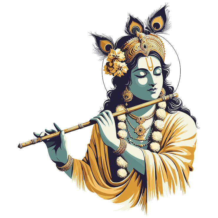 Vector ilustración vectorial evocadora trae a la vida la esencia divina del señor krishna
