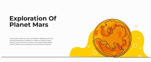 Ilustración vectorial de la exploración del planeta Marte Plano moderno en estilo de línea continua