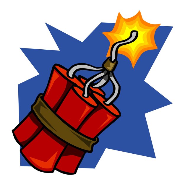 Ilustración vectorial de un explosivo de bomba de dinamita en estilo de dibujos animados