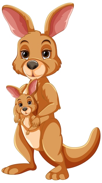 Ilustración vectorial de la familia canguro