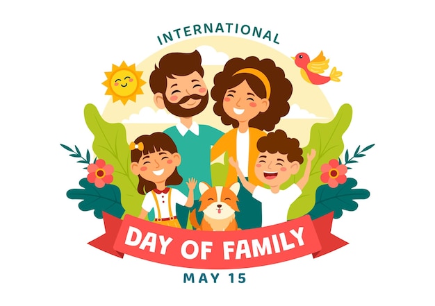 Vector ilustración vectorial de familia feliz con mamá, papá e hijo caracter para la celebración de la felicidad y el amor