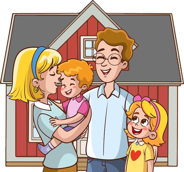 Vector ilustración vectorial de familia feliz