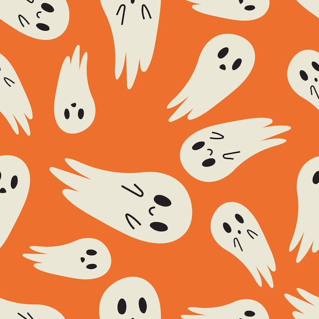 Ilustración vectorial de fantasmas de Halloween Símbolo de truco o trato Fondo o patrón sin costuras