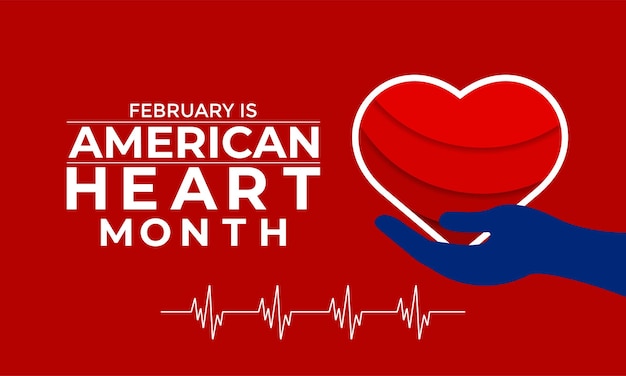 Ilustración vectorial de febrero es el mes del corazón americano para la plantilla de diseño de carteles de volantes