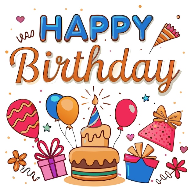 Ilustración vectorial de felicitaciones de cumpleaños