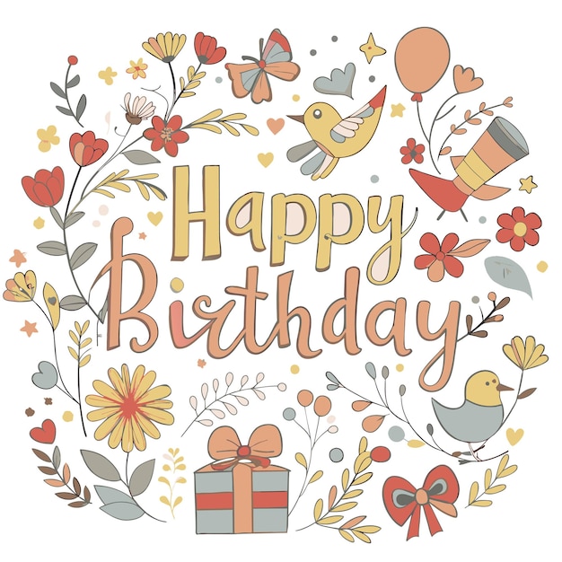 Ilustración vectorial de felicitaciones de cumpleaños