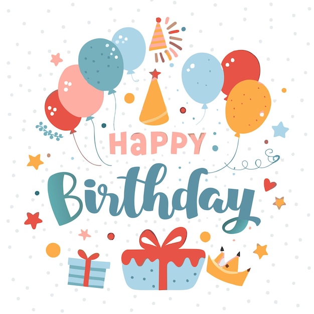 Ilustración vectorial de felicitaciones de cumpleaños