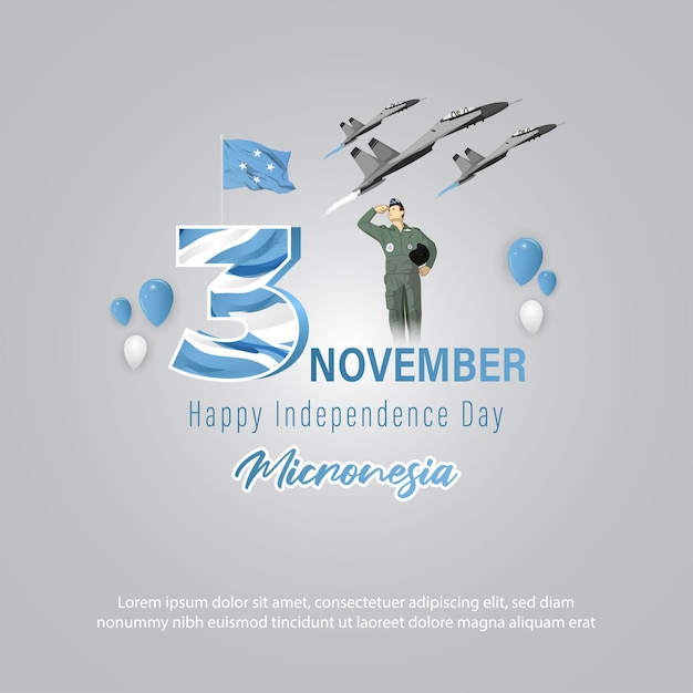 Ilustración vectorial de la feliz bandera del día de la independencia de Micronesia